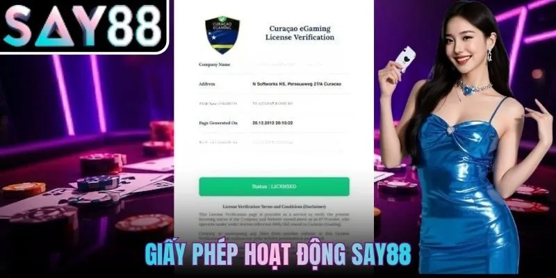 Giấy phép hoạt động SAY88